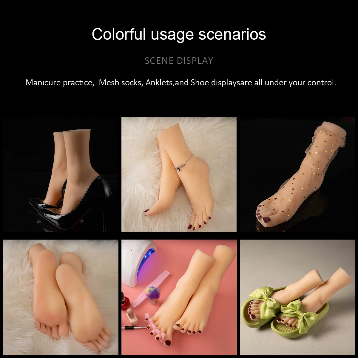 Tattoo Foot Model Skin Makeup Practice Nail Practice Silicone Foot Model Mannequin Jewelry Shoes and Socks Display Shooting Prop