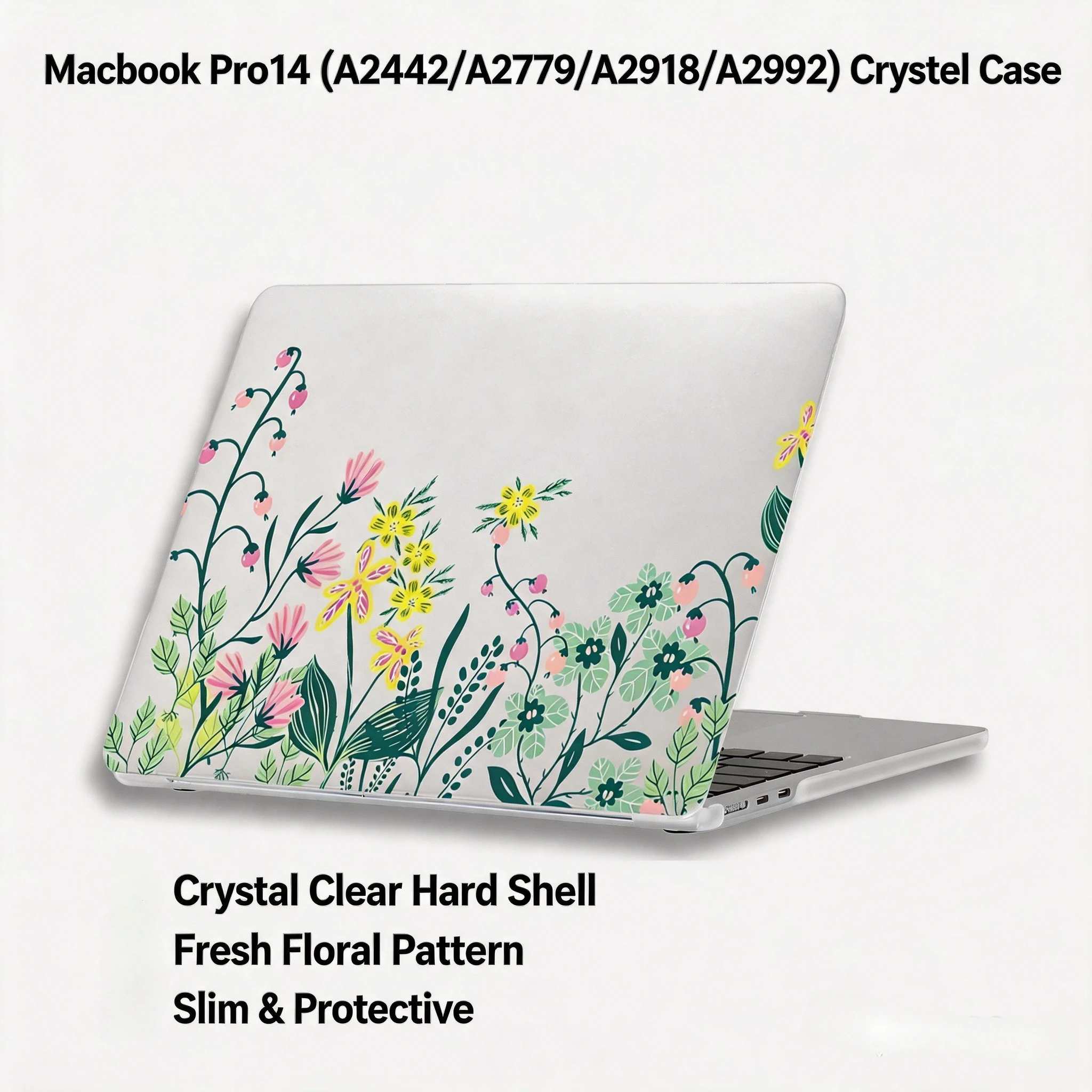 Floral Print Laptop Case 2026 for MacBook Pro 14