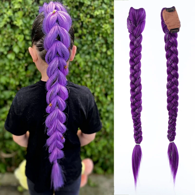 

Дьявол Охота Девушка Группа Парик Конский хвост Фиолетовый парик Коса Золотая коса из жареного теста