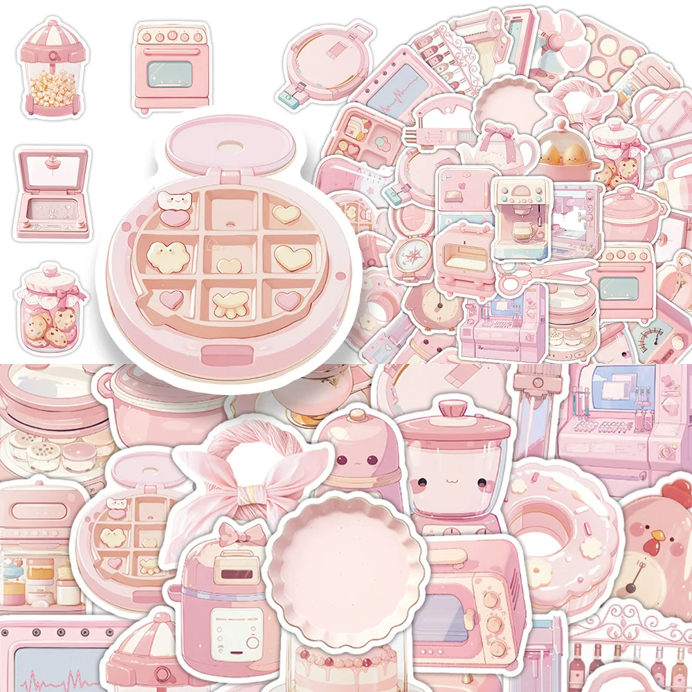 

60PCS Pink Bakery Graffiti Stickers INS Style Cartoon Decal Notebook Phone Guitar Skateboard Waterproof Sticker Classic Kid Toys