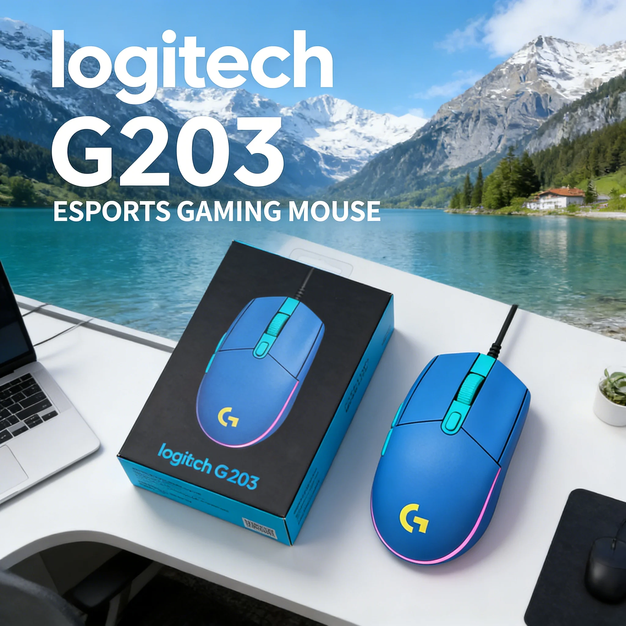 

Logitech G203 E-Sports Office Response Silent Wired Mouse Lightweight Ergonomic Design for Instant Messaging