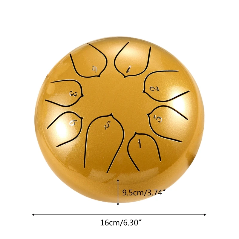 Hx6a Steel Longue Drum 8 Tones Handpan Drum 6 Inch with Tone Sticker Music Book اثنين