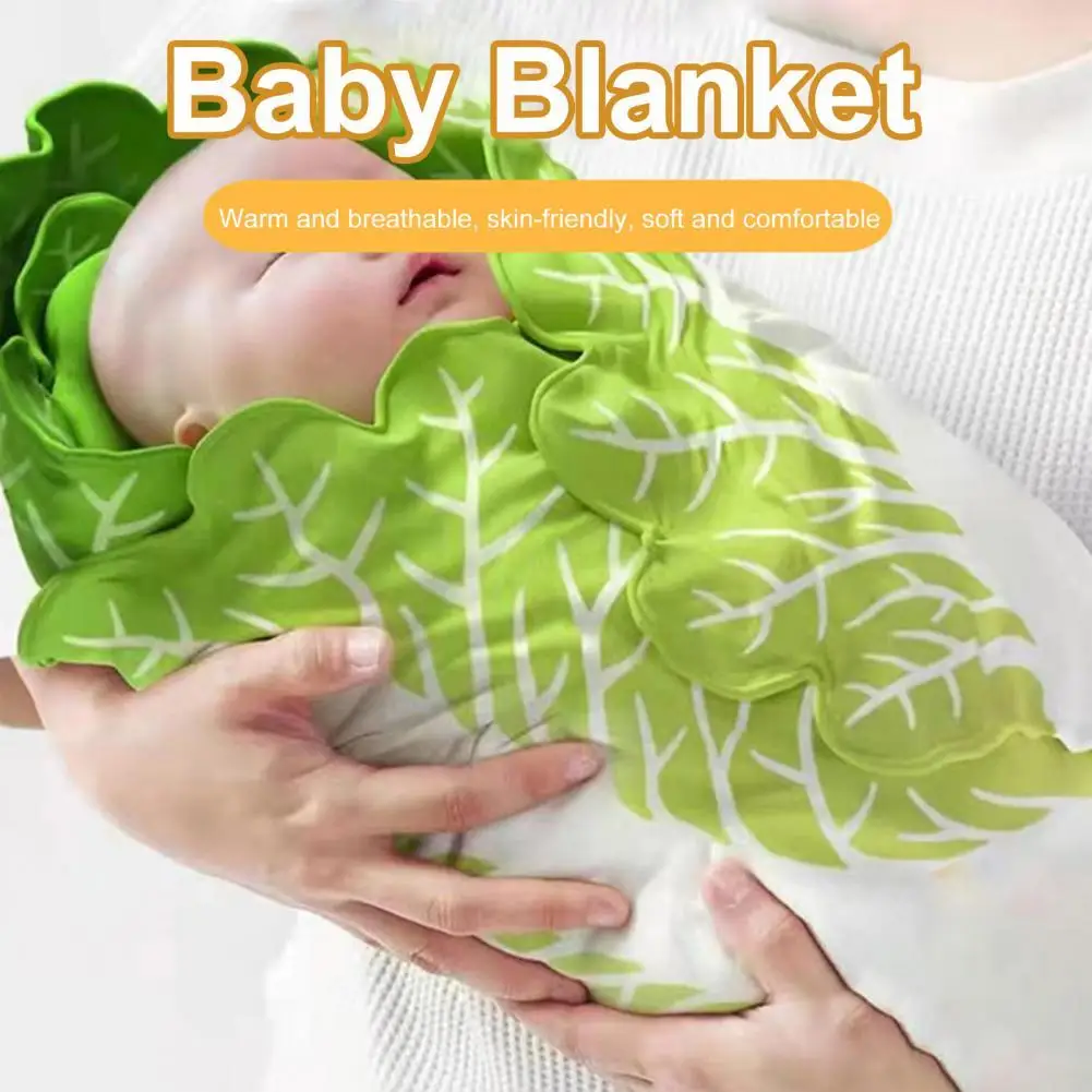 Baby Wool Blanket Receiving Baby Wrap Blankets Chinese Cabbage Shape Moisture Absorption Throw Blanket with Hat Baby Warm Quilt