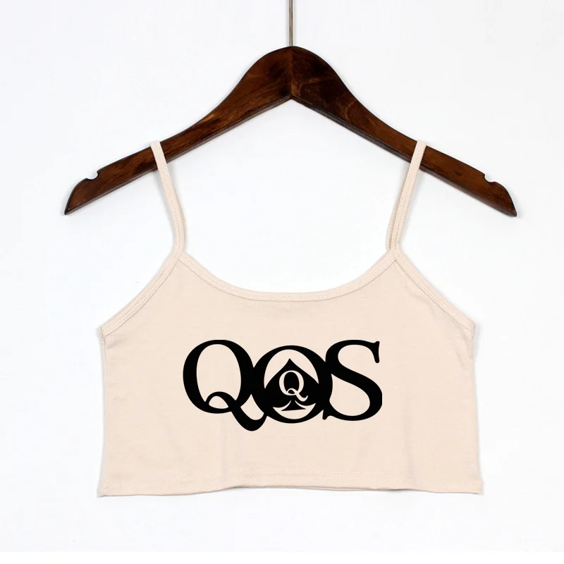 QOS Queen Of Spades Print New Sexy Crop Top Summer Women\'s Sexy Elastic Cotton Camis Sleeveless Short Tank Top Bar Women