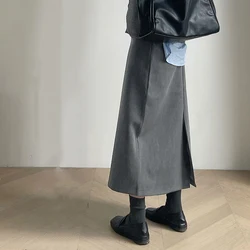 C.New S Luzai With Sweater Coat Skirts 2023 Autumn And Winter Gray New Back Slit Suit Skirt Skirt
