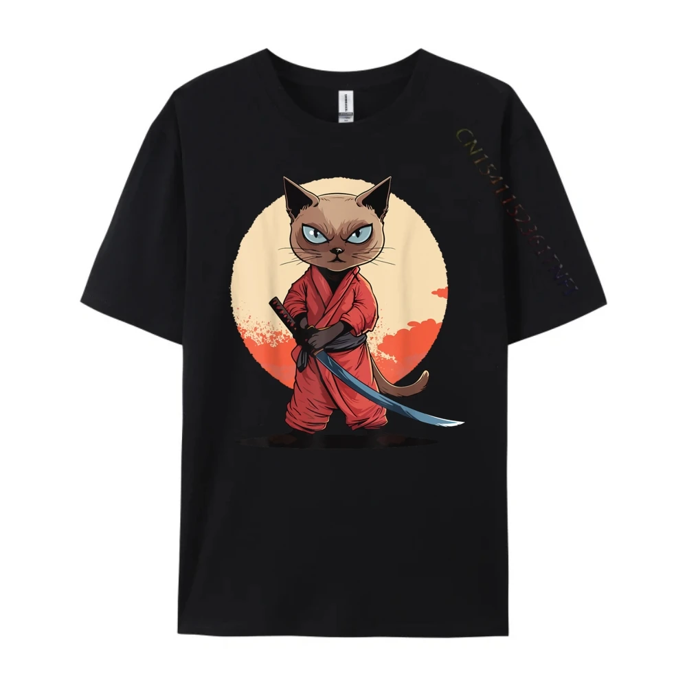 

Japanese Shinobi​​ Cat Kawaii Cat Bushi Graphic T Shirts Men High Quality Camisa Luxury Design Clothes