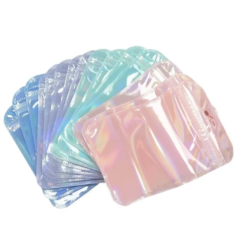 50pcs Laser Iridescent Self Sealing Bags Zip Lock Packaging Pouches For DIY Gift Storage Jewelry Display Handicrafts Supplies