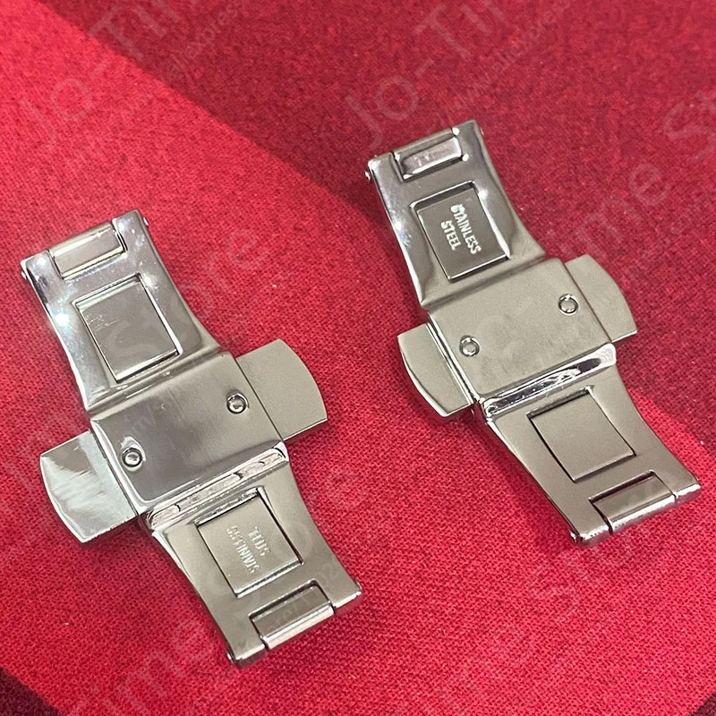 Orologio Accessori con fibbia a farfalla a doppio pulsante Cinturino universale in acciaio inossidabile Cinturino con anello a scatto Fibbia pieghevole 15-27MM