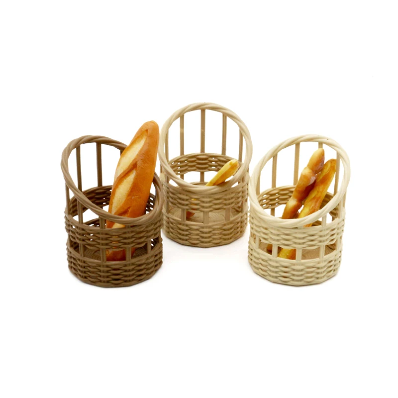 1:12 Dollhouse Miniature Storage Woven Bread Basket Shopping Basket Kitchen Model Decor Toy Doll House Accessories