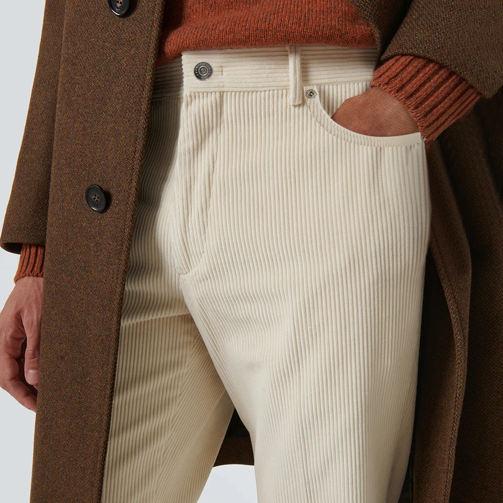 

Итальянские винтажные мужские брюки-чинос приталенного кроя из высококачественного хлопкового эластичного вельвета, осенне-зимняя новинка