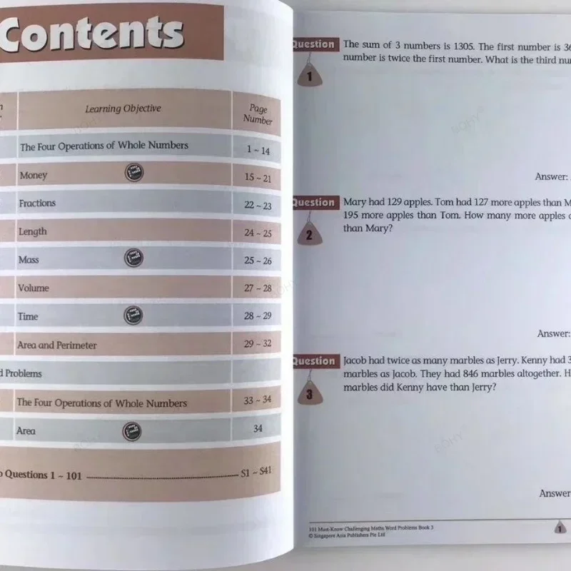 101 Libri di problemi di parole di matematica impegnativi Singapore Scuola primaria Grado 1-6 Libro di esercizi di matematica Libro in inglese 6 libri/set