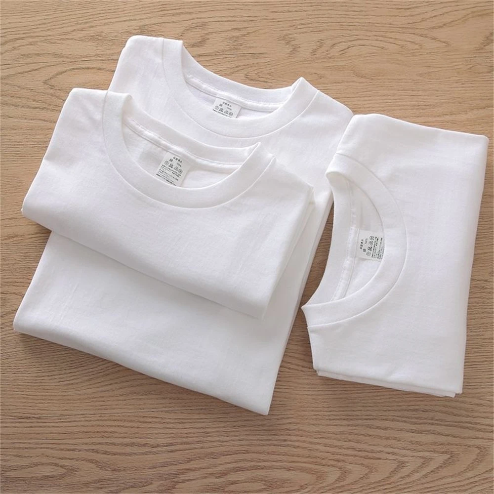 2 Stück 100% Baumwolle Einfarbige T-Shirts für Männer und Frauen, Kurzarm Weiße T-Shirts, Lässig Atmungsaktiv, Locker Geschnitten, Rundhals-T-Shirt, Paar-Oberteile – Detail 1