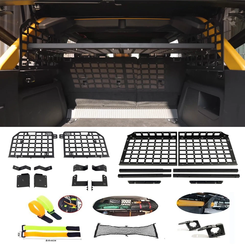 Rear Molle Panels For Ford Bronco 4-door 2021-2025 Heavy-Duty Rear Trunk Shelf Storage Bracket Luggage Racks Cargo Organizer