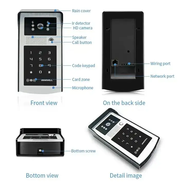 Timbre de puerta inteligente Tuya, intercomunicador de vídeo 1080P con WiFi, cámara con teclado de código RFID, acceso a la aplicación del teléfono,