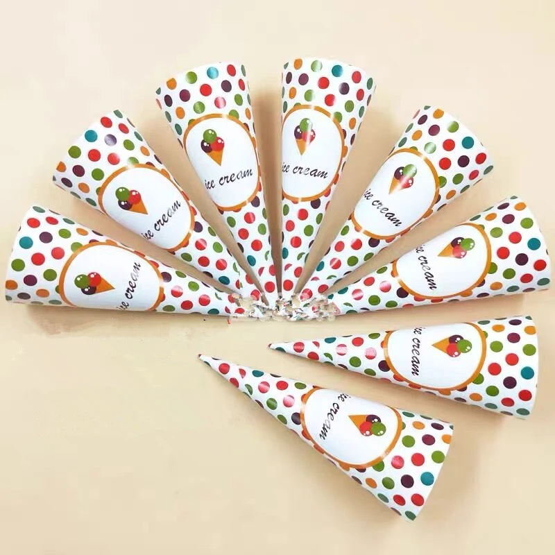 1000Pcs/lot Ice Cream Cone Paper Cover Disposable Cones Tray Paper Sleeve DIY Home Summer Party Supplies 10.8x4cm/4.26x1.58inch