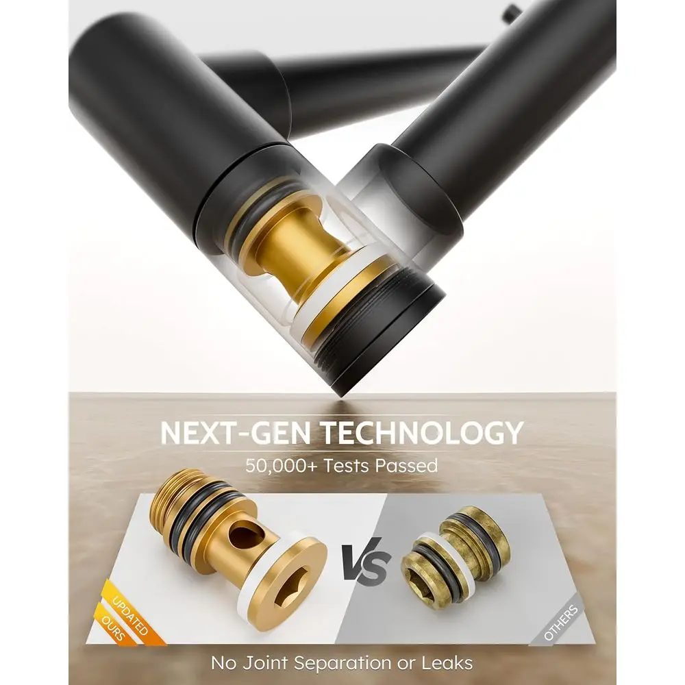 Матовый черный настенный смеситель для кухни с двойным шарниром и наполнителем для кастрюли из латуни