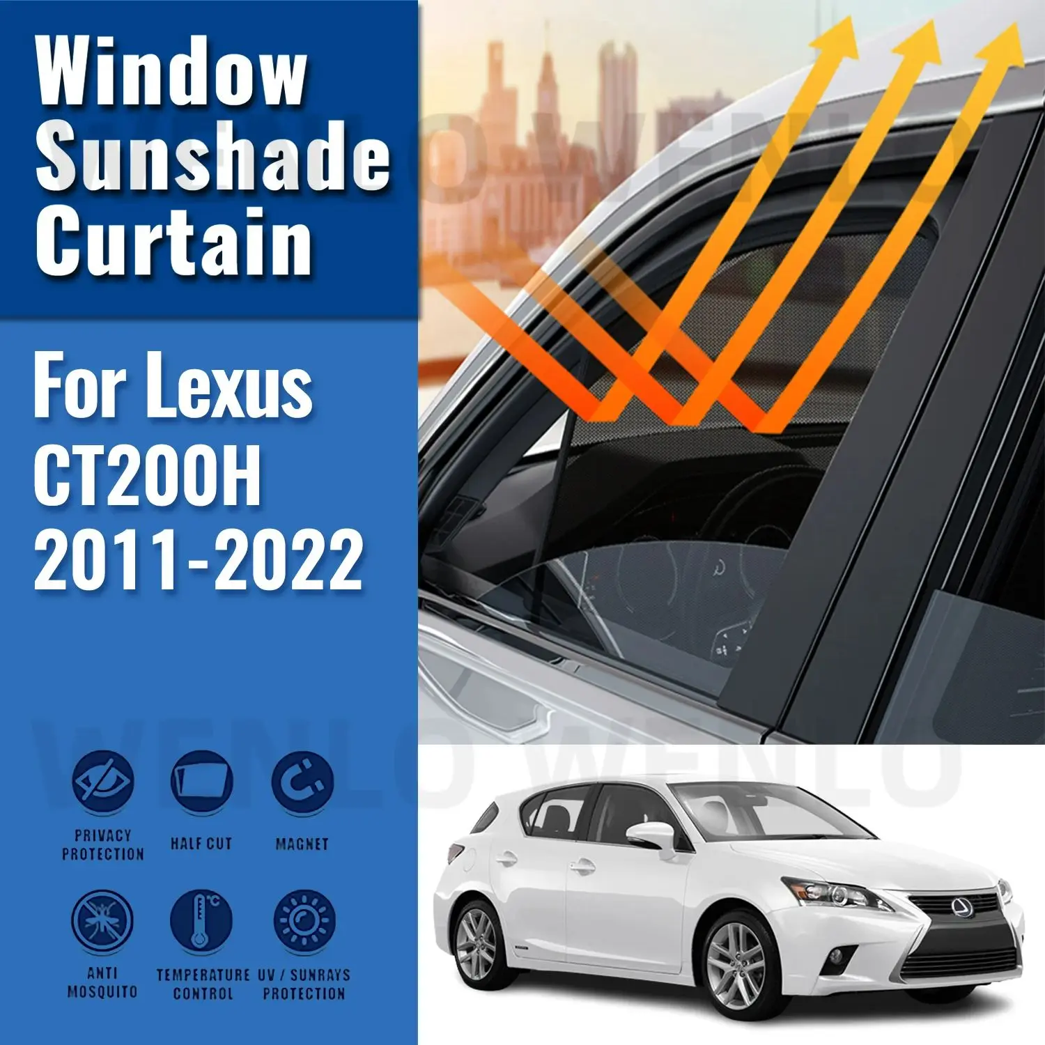 

For Lexus CT 2011-2020 2021 2022 200H CT200H Magnetic Car Sunshade Front Windshield Frame Curtain Rear Side Window Sun Shades