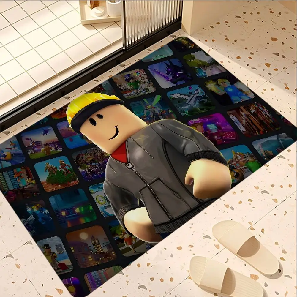 Cartoon R-Robloxs Game Floor Mat Rectangle Anti-slip Home Soft Badmat Front Door Indoor Outdoor Mat Welcome Doormat