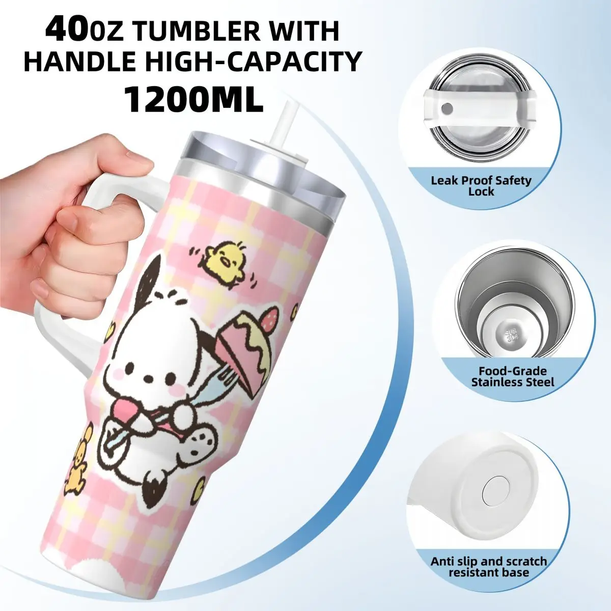 Pochacco Tumbler Cold and Hot Water Bottle Insulated Stainless Steel Coffee Mug Design Travel Mugs Cup