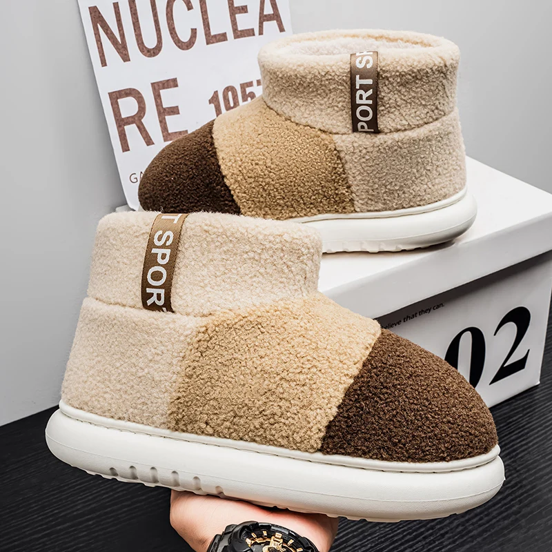New Trend Slip on Plush Lined Snow Boots Smooth Rub-Free Lining, Traction Waterproof Outsole Light Block Cold for Winter Use