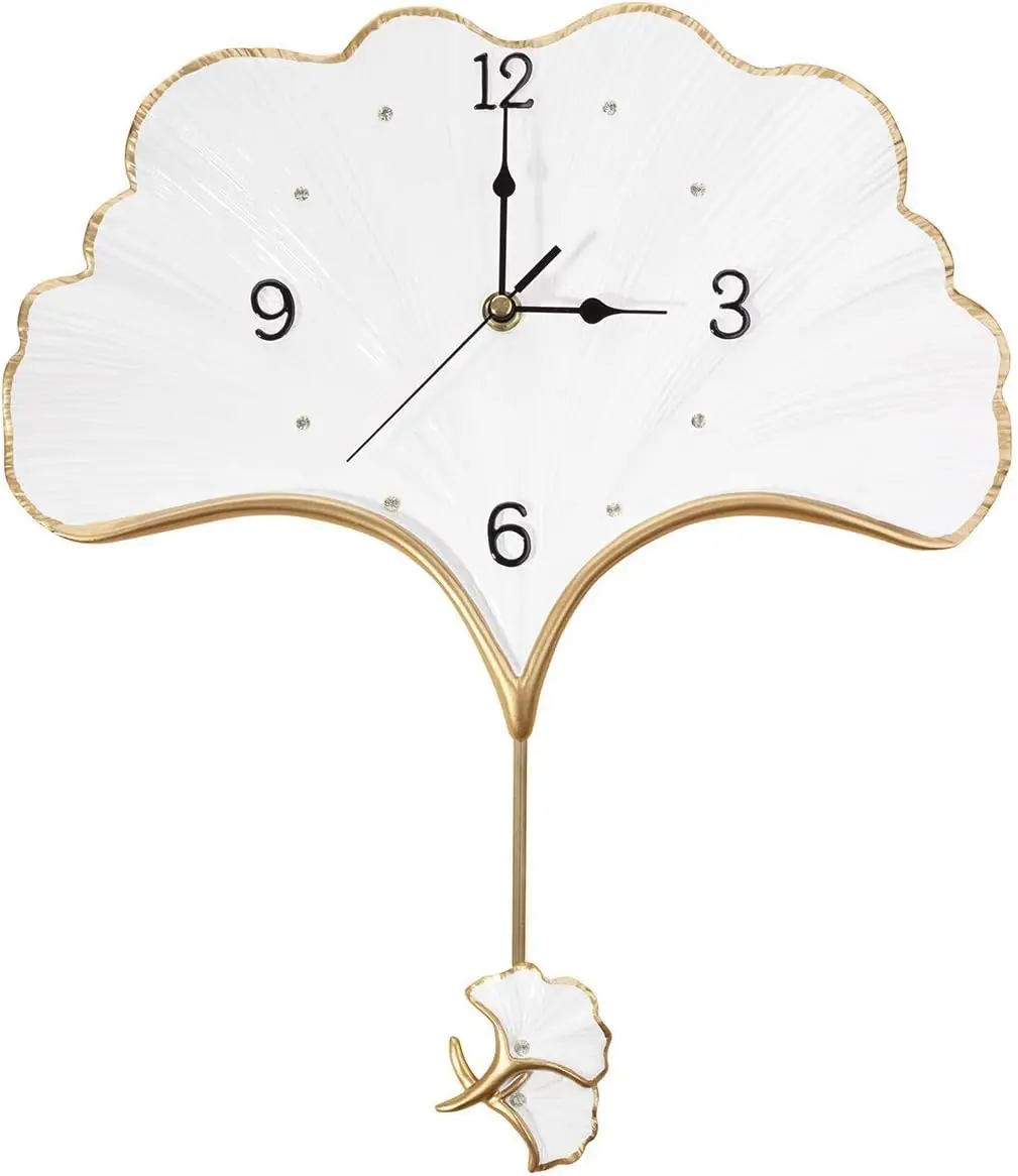 Elegant Wall Clock with Pendulum Battery Operated Non Ticking Silent Unique Home Decorative Fancy Hanging Clocks for Living Room