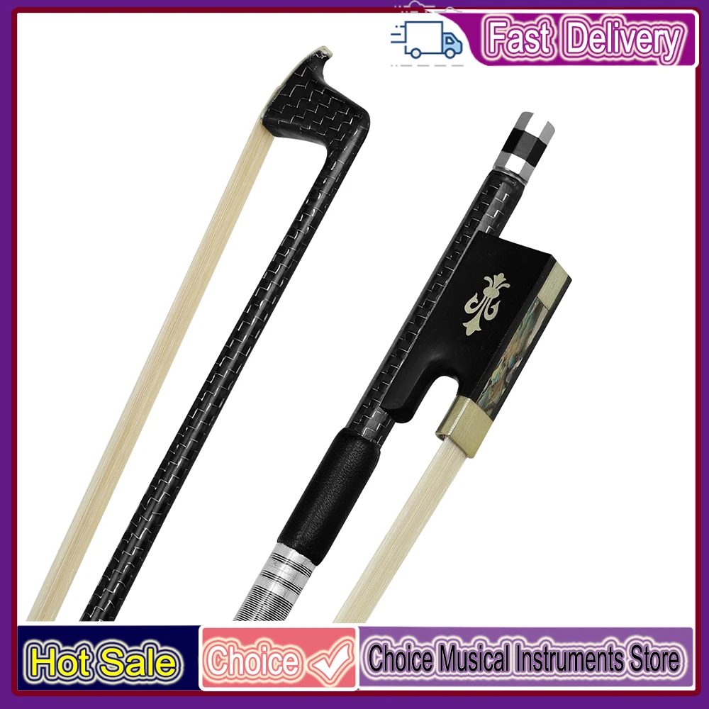 

Скрипичный смычок QA-30 4/4 из углеродного волокна с резьбой из чистого конского волоса и черного дерева, с серебряным покрытием, из овечьей шерсти, ручной работы, аксессуар для скрипки