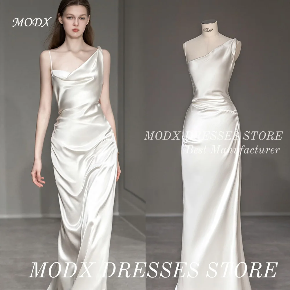 MODX robe De mariée gaine pour mariée Satin encolure dégagée avec dos ouvert personnalisé grandes tailles robes De Novias