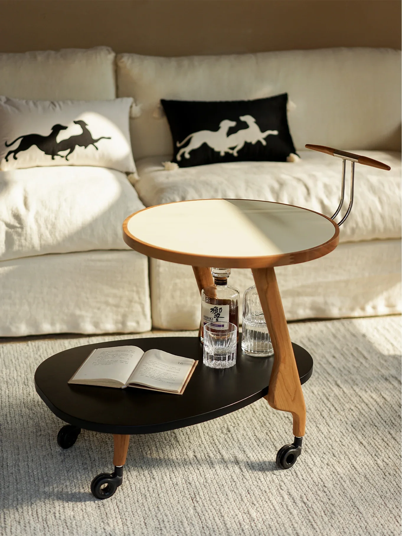 

Cart sofa coffee table bedside table creative small movable living room entrance