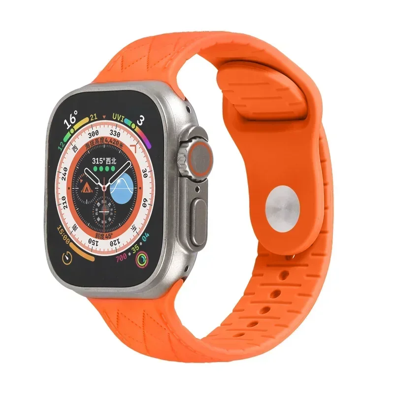 สายซิลิโคนสำหรับสายคาด Apple Watch 49มม. 44มม. 40มม. 45มม. 41มม. 42มม. 38มม. 44 45มม. สร้อยข้อมือ iWatch Series 6 SE 3 4 5 7 8