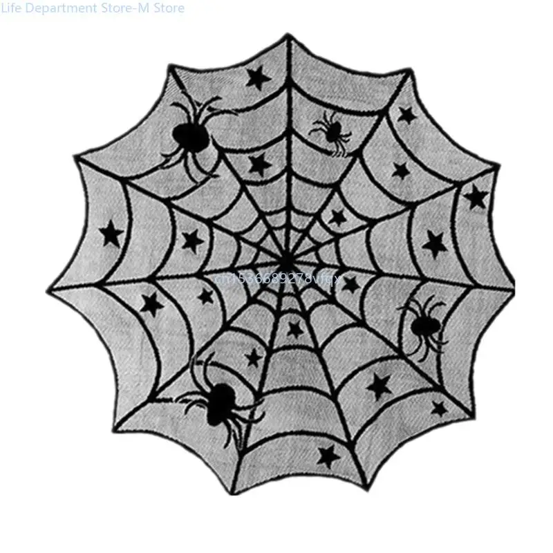 

Modern Home Decors Round Tablecloth Spiderweb Tabletop Detailing in Polyester