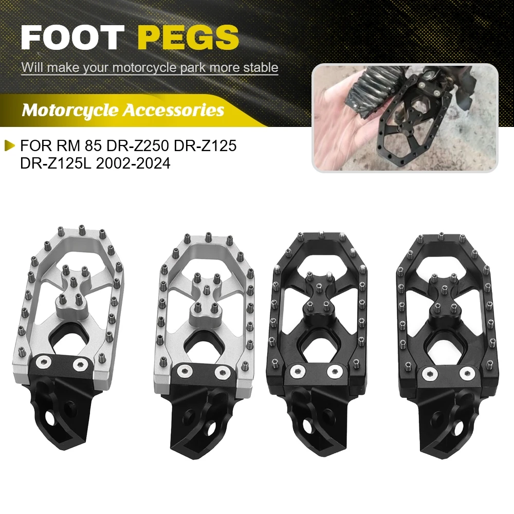 

Motorcycle Accessories CNC Enlarged Foot Rest Wide Fat Foot Pegs Pedals For Suzuki RM 85 DR-Z250 DR-Z125 DR-Z125L 2002-2023 2024