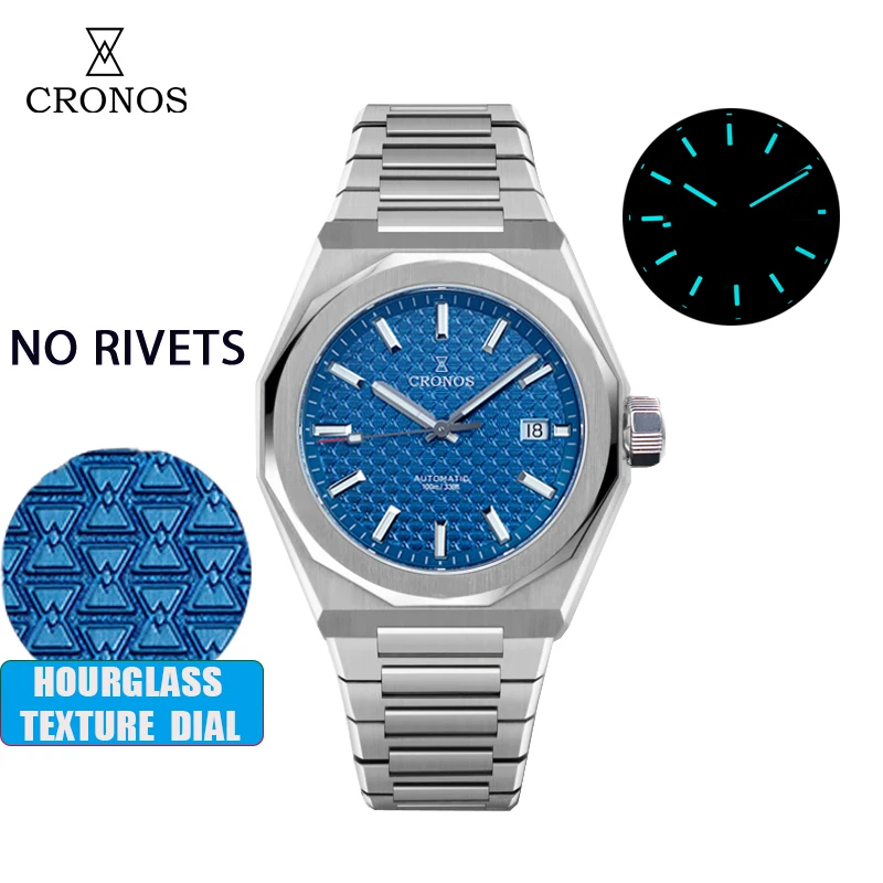 Jonos jam tangan pria mewah untuk pria 39mm Skyline PT5000 SW200 gerakan jam tangan otomatis safir 10ATM tembus pandang kembali L6028M
