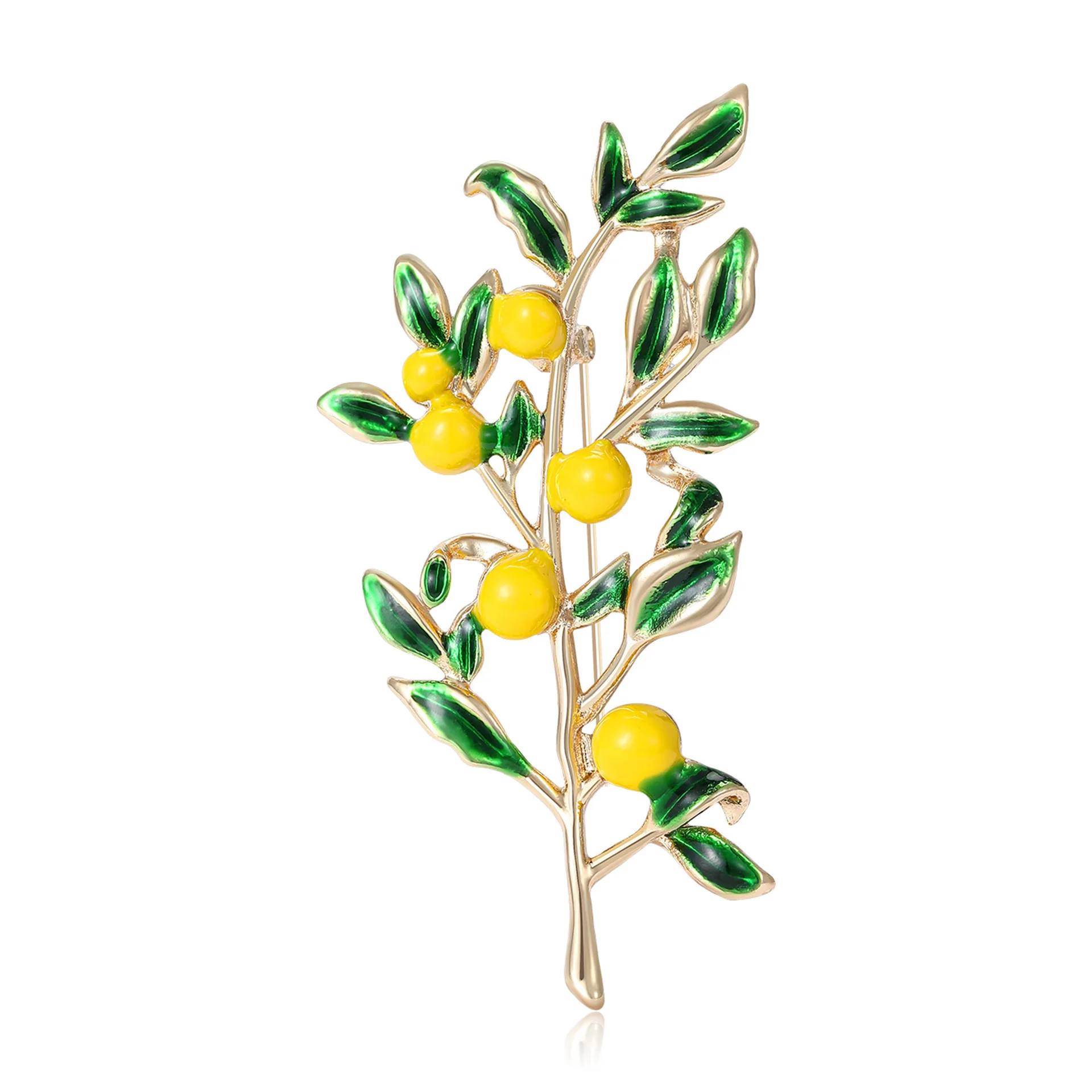 

Fashionable Enamel Oil Drip Lemon Tree Brooch, Suitable For Men And Women, Jewelry Gifts, Plant Pins, Wedding Dress Accessories