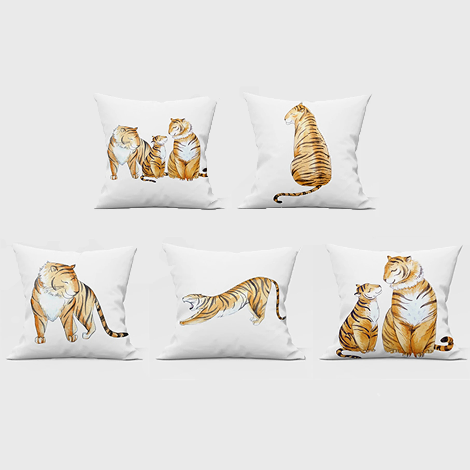 

Chinese Ink Painting Pillow Case Animal Cushion Cover Home Decorative For Sofa Tiger Printed Polyester Square Pillowcase 45*45cm