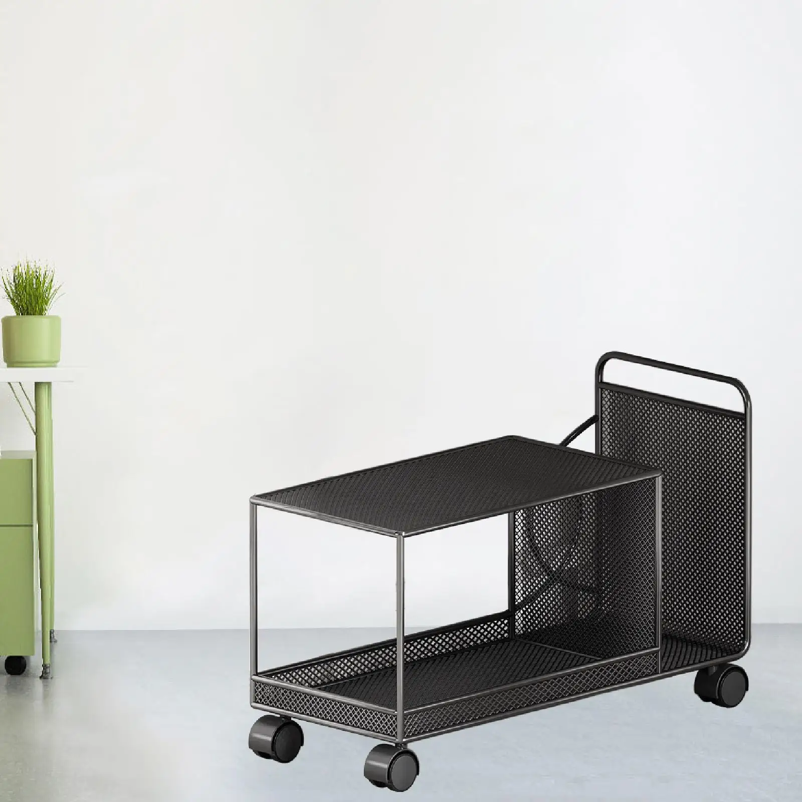 Metal Rolling Cart Mobile Shelf Space Saving Multipurpose Lightweight Under Desk