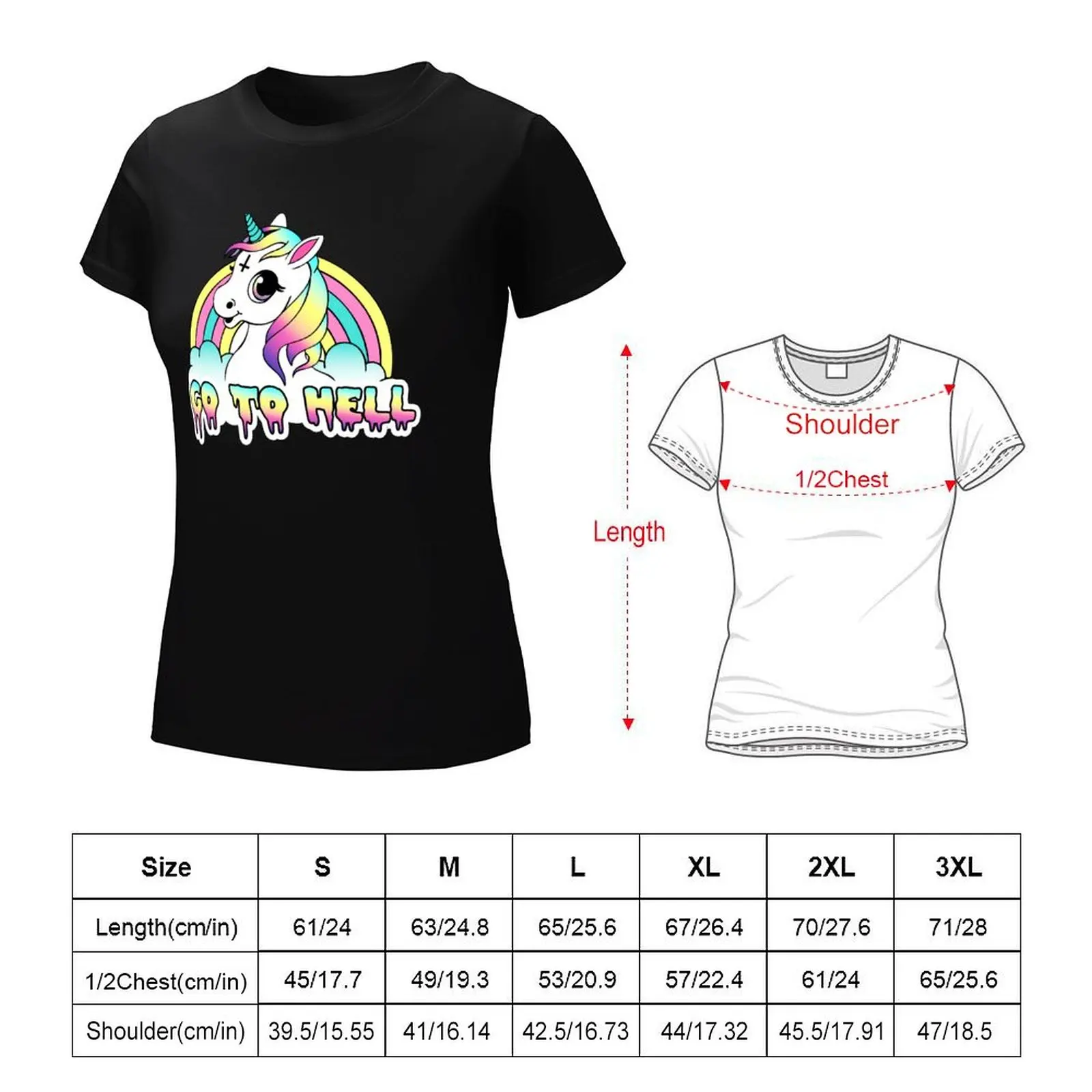 Gehen Sie zur Hölle Pastell Goth Einhorn T-Shirt ästhetische Kleidung Sommer Top ästhetische Kleidung Hemden Grafik T-Shirts Frauen Kleidung