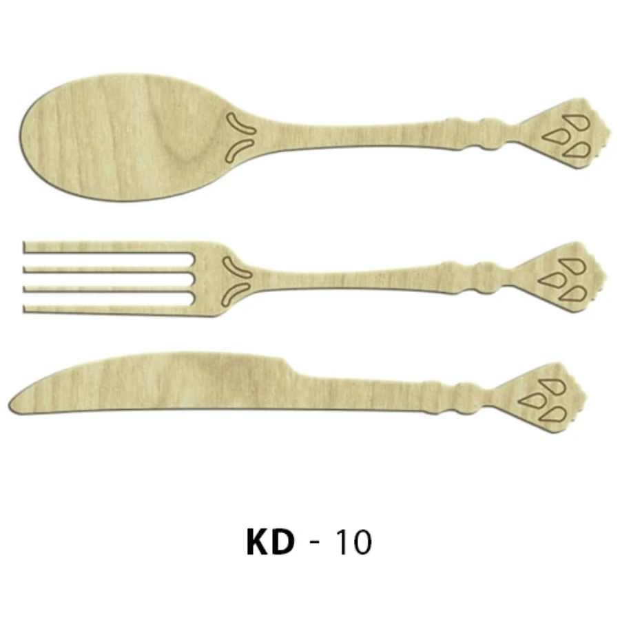 KD10 Fork, Spoon, Knife Wood Package Ornament, Hobby Wood Painting Ornament