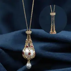Metal Pearl Gemstone Lavalier Pendant Interchangeable Jewelry Gifts Crystal Holder Cage Necklace Adjustable Chain Necklaces