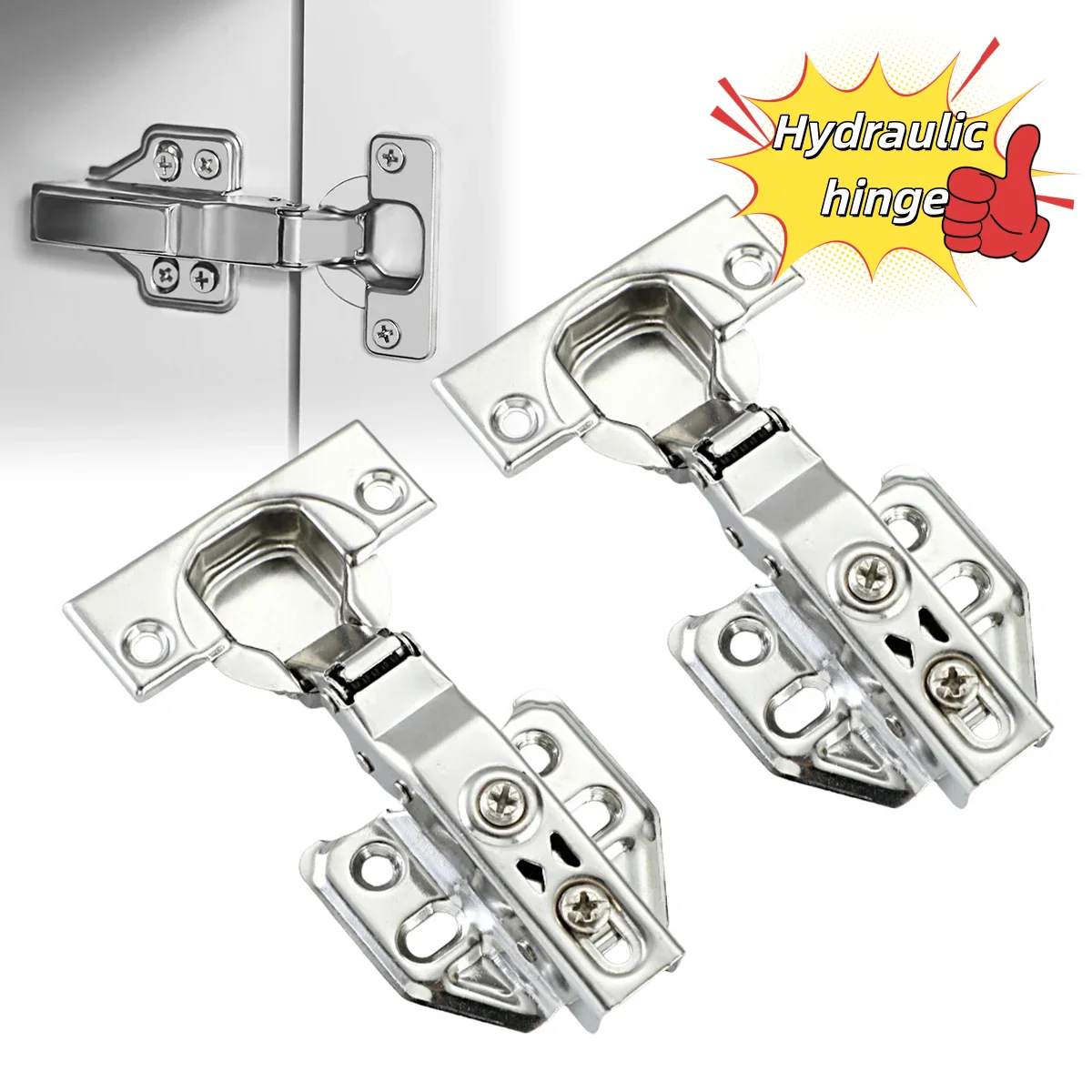 4/10PCS Hydraulic Hinge Stainless Steel Soft Close Quiet Damper Buffer Hydraulic Hinge Wardrobe Door Cabinet Furniture Hardware