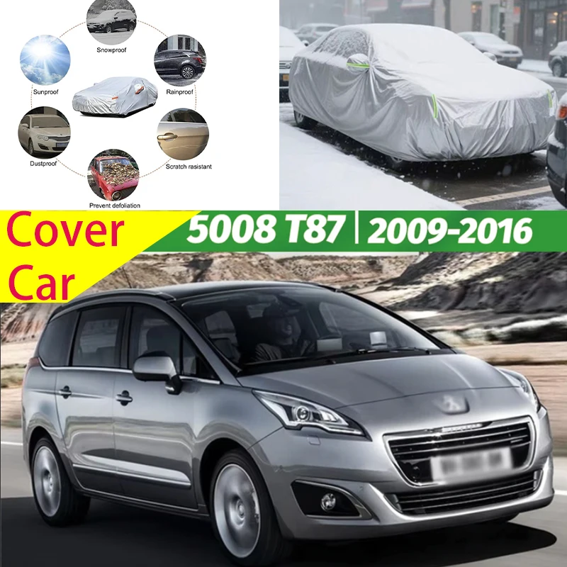 

For Peugeot 5008 T87 2009-2016 2014 2015 Full Car Covers Outdoor Sun Anti UV Rain Snow Dust Protection Oxford Cloth Accessories