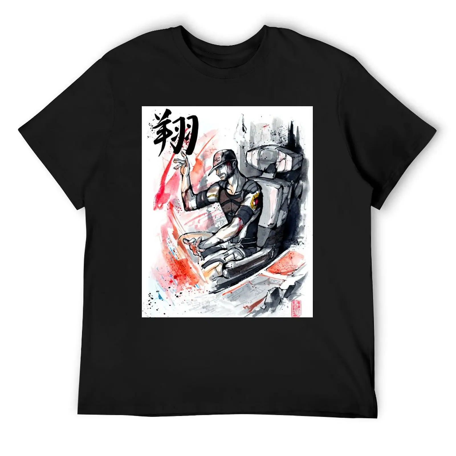 Joker from Mass Effect sumi ink and watercolor T-Shirt cute tops anime stuff anime figures mens vintage t shirts