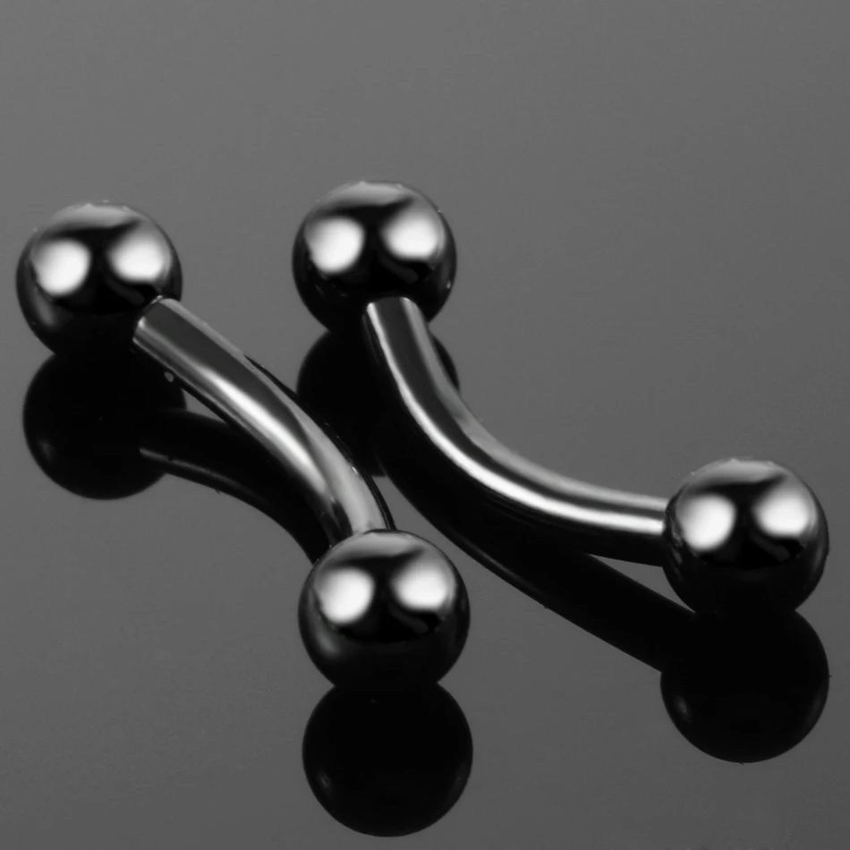 1PC G23 Titanium Vertical Labret Piercings External thread Curved Barbell Tongue Eyebrow Lip Ear Helix Piercings Body Jewelry