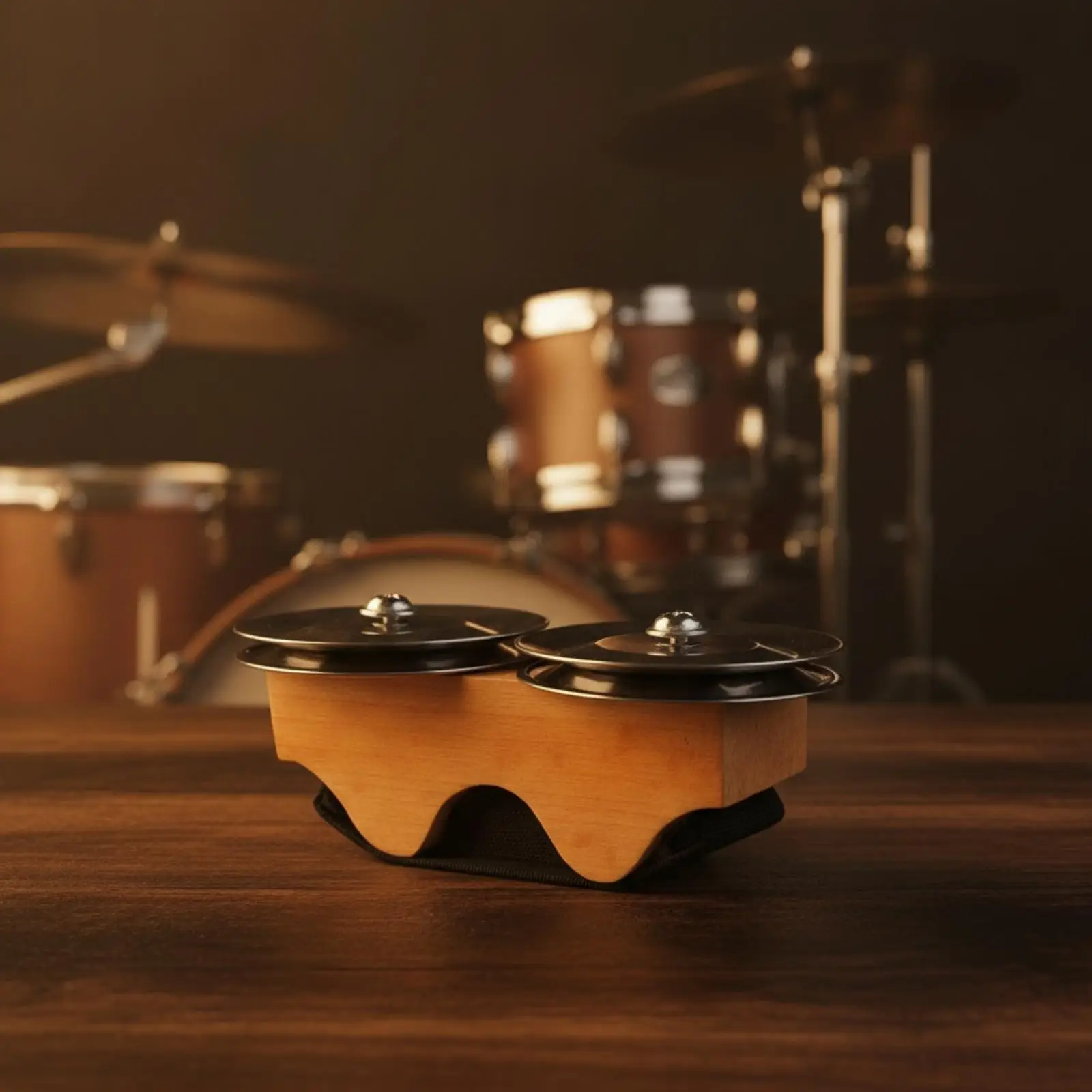 Percussion Shaker Small Tambourine Finger Mount Wood Frame Bright Metal Cymbals Percussion for Practice and Gigs