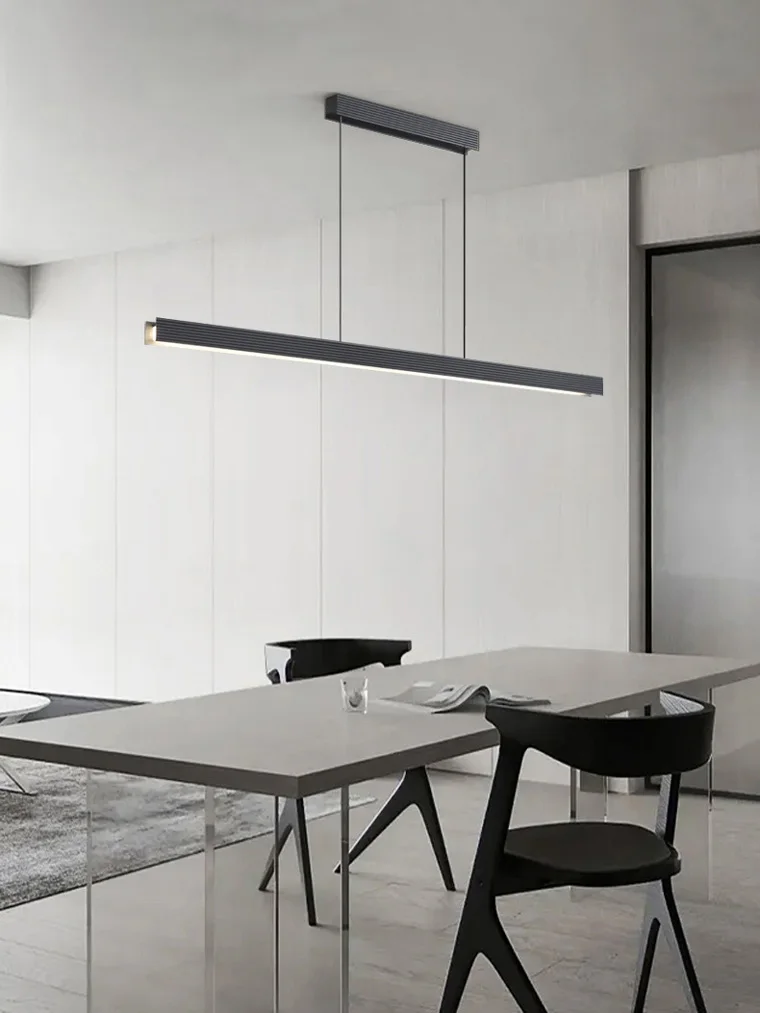 

Dining table lighting line shape Pendant lamps black kitchen light led suspension chandelier for kitchen island droplight nordic