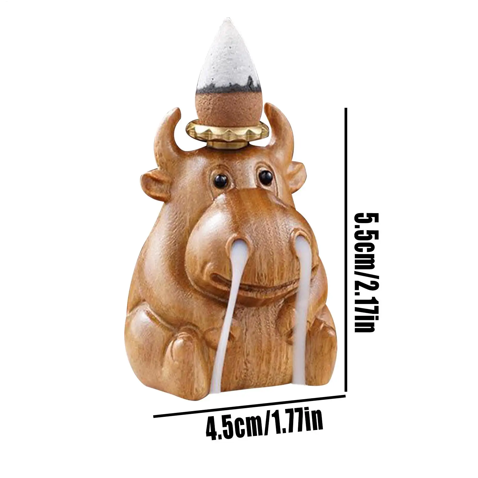 Bruciatore a cono di incenso a flusso posteriore Bruciatore di incenso a cono Design mucca Supporto in legno Diffusore Rilassante supporto per aromaterapia Zen per il bagno