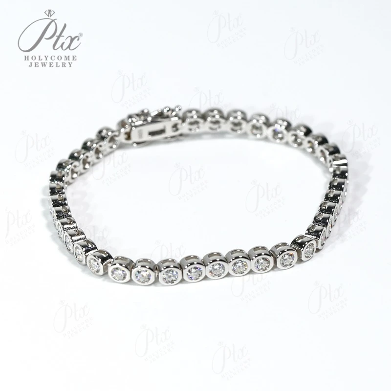 

Tennis Bracelets Moissanite Round Bubble Diamond 4mm for Woman Men 925 Silver Plated Hip Hop Chain Bracelet Suitable as a Gift