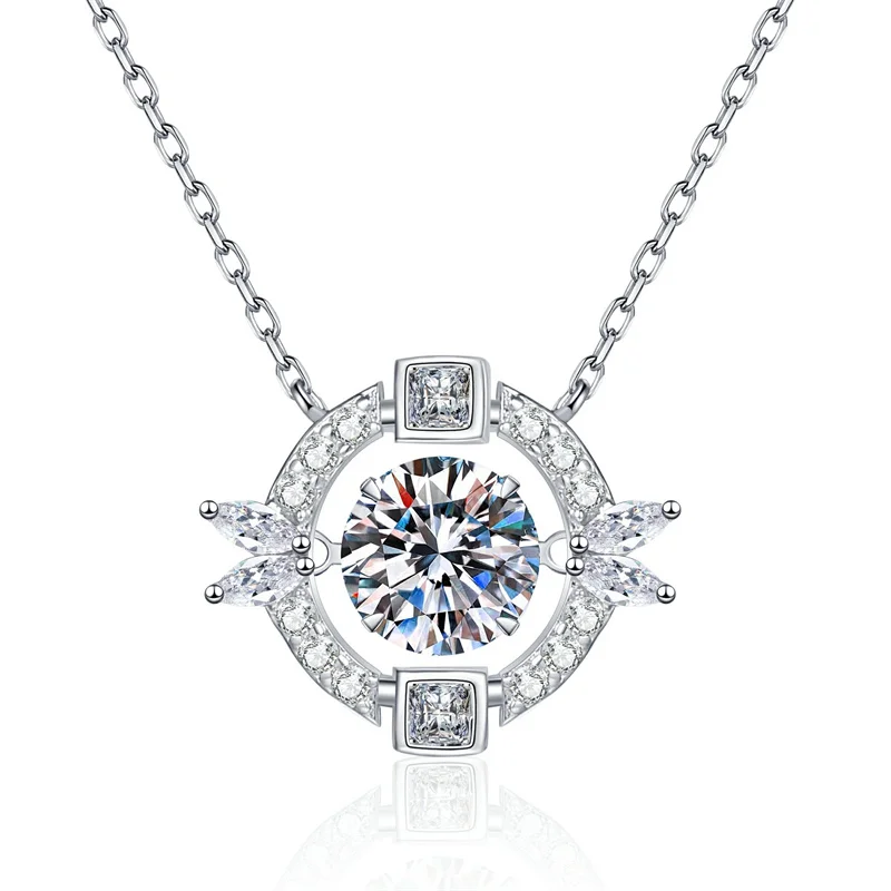 

ZFSILVER Fashion 925 Silver Luxury Moissanite Design Square Round Wing Necklace Charm Women Accessories Party Jewelry Gift XL453