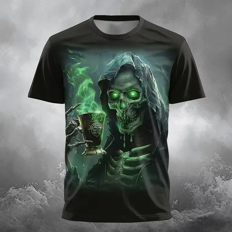 3D Printed Men Women Sports Quick Dry Breathable T Shirt Horror Skull Halloween Cosplay Party Harajuku Street Short Sleeve