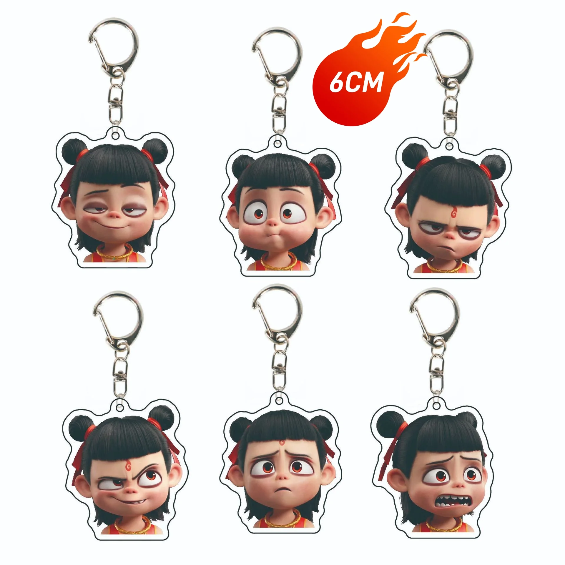 

Cute NeZha2 Cartoon Keychain Anime Nezha Aobing Action Figures Acrylic Keys Ring Accessories Key Chain Toys for Children Gifts