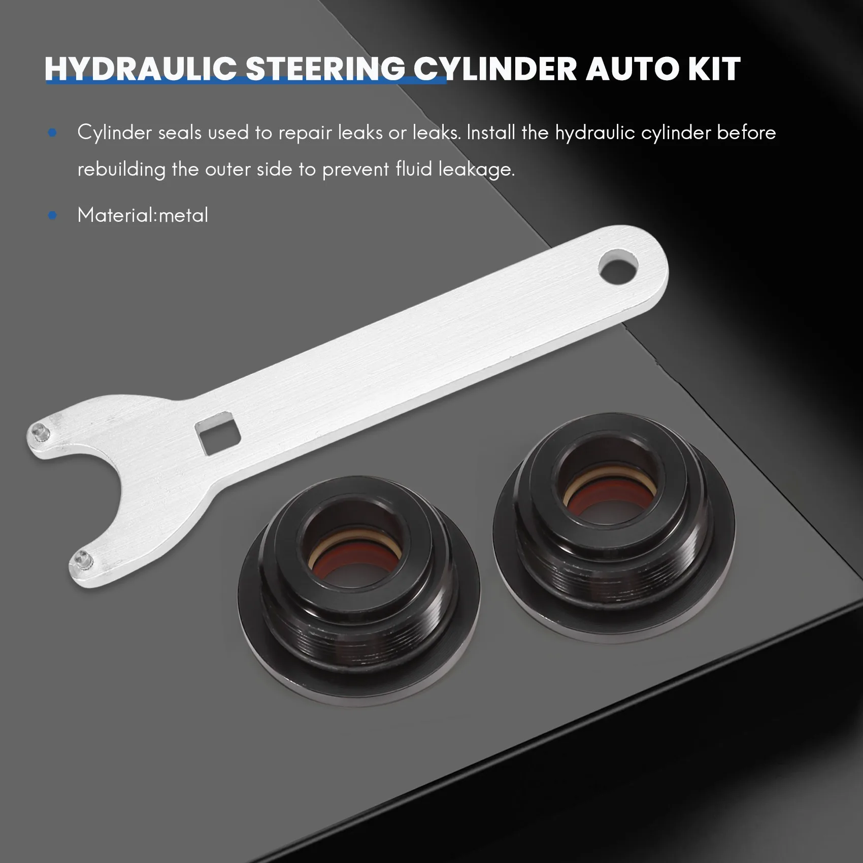 Kit de reconstrucción de sello de dirección hidráulica delantera de automóvil, HS5157, con llave
